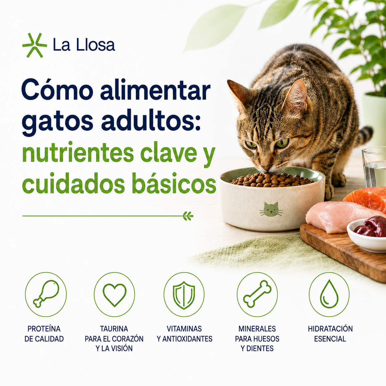 Cómo alimentar gatos adultos: nutrientes clave y cuidados básicos